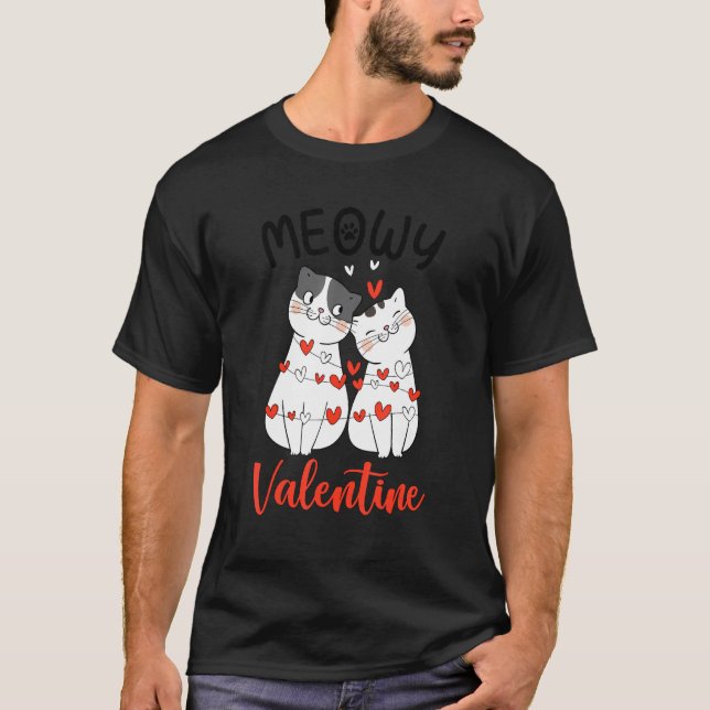 T-shirt Cute Meowy Valentine Cat Kitten  Heart Valentines  (Devant)