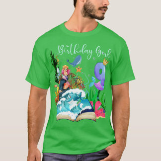 T-shirt Cute Mermaid 9e fille anniversaire