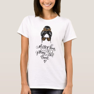 T-shirt Cute Messy Bun Leopard
