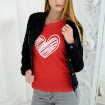 Cute Moderne Coeurs Blanc Rouge Femmes Valentines