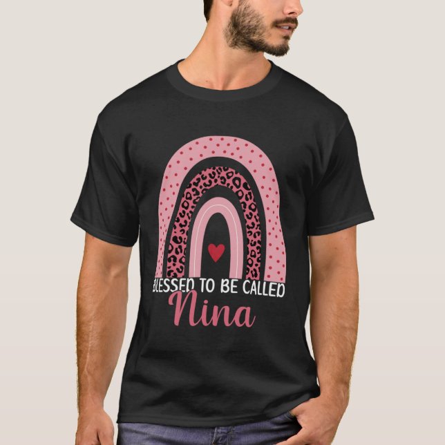 T-shirt Cute Mom Grandma Blessed To Be Called Nina Leopard (Devant)