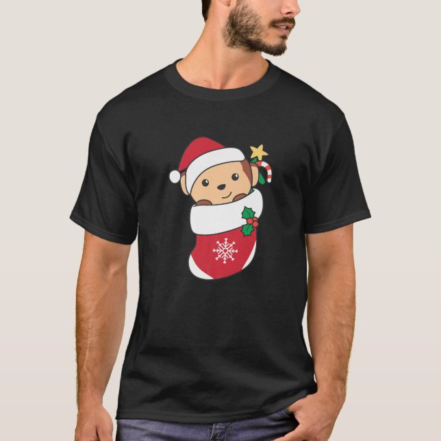T-shirt Cute Monkey For Christmas Monkey (Devant)