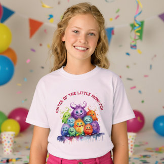 T-shirt Cute Monsters Kids Birthday Party Sister