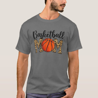 T-shirt Cute Mother's Day Leopard Basketball Mom Mommy Wom