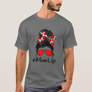 T-shirt Cute Mother's Day Messy Bun Bowling Mom Mommy Wome