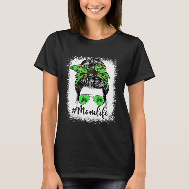 T-shirt Cute Motocross Mom Life Messy Bun Game Day Mother  (Devant)