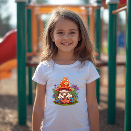 T-Shirt Cute Mushroom Frog Floral Fantasy