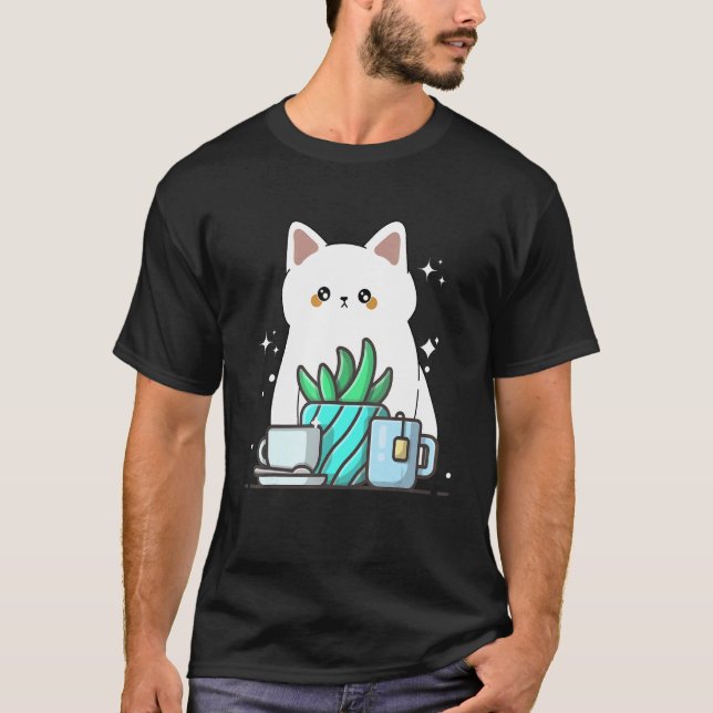 T-shirt Cute Namaste Kitten Do Yoga Gardening  Coffee (Devant)
