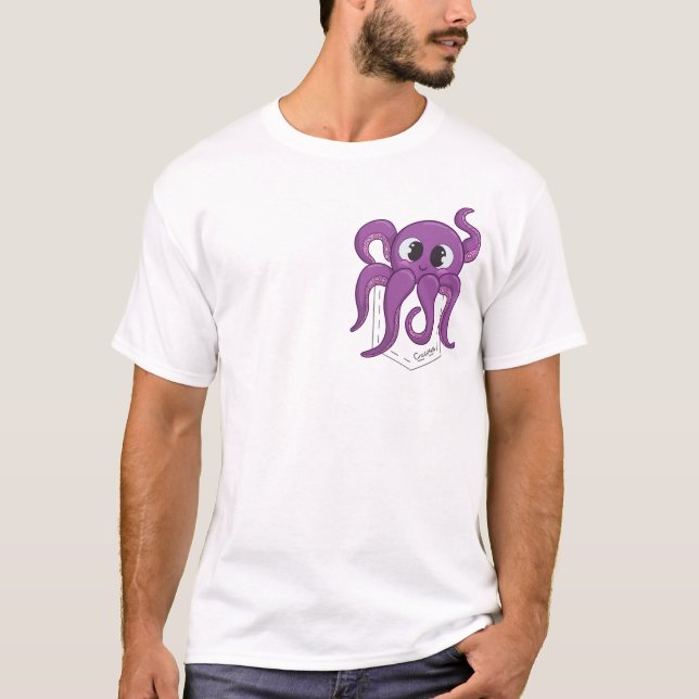T-shirt Cute Octopus Pocket Light (Devant)