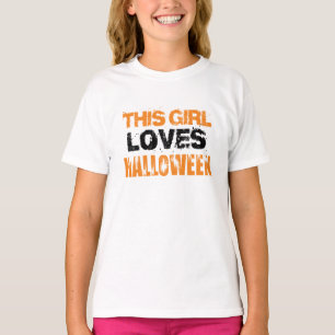 T-shirt Cute Orange Black Cette fille aime Halloween