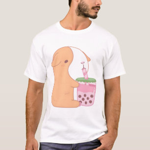 T-shirt Cute Orange Cochon de Guinée Boire Bubble fraise