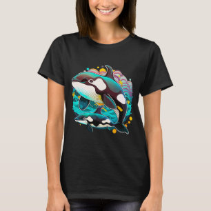 T-shirt Cute Orca et Calf Baleines Océan Mammifère