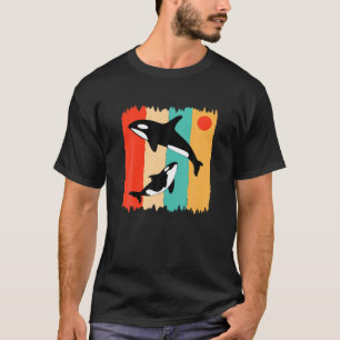 T-shirt Cute Orca Famille Vintage Art Rétro Coloré Tueur