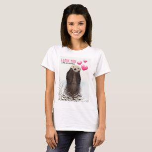 T-shirt Cute Otter avec Coeurs roses Vous aimez jouer