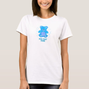 T-shirt Cute Ours Teddy Texte personnalisé bleu