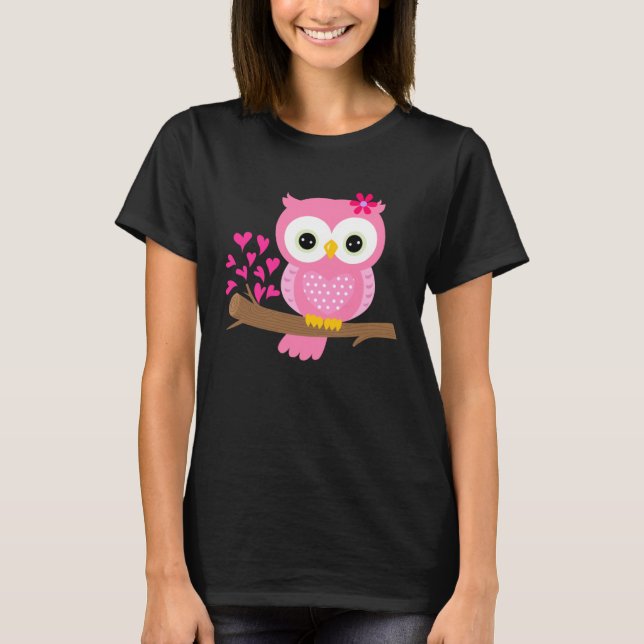T-shirt Cute Owl  Pink   Women's (Devant)