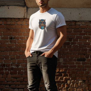 T-shirt "Cute Owl with Coffee Cup" Conception amusante