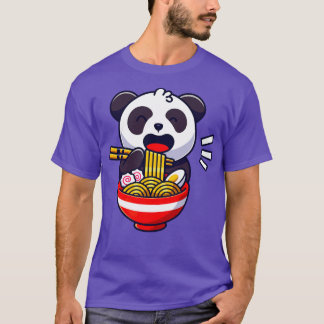 T-shirt Cute Panda Bear Mange Ramen Noodé Soupe