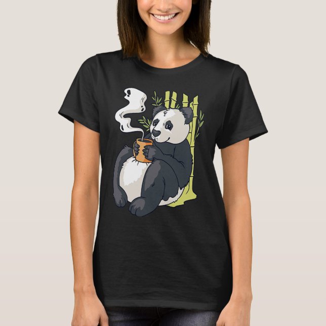 T-shirt Cute Panda Bear with Hot Coffee Sarcasm Funny Pand (Devant)