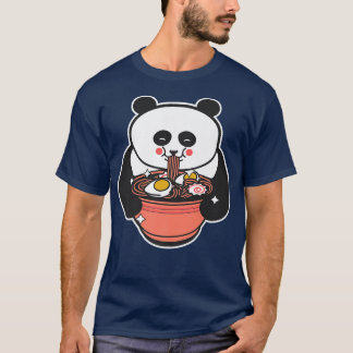 T-shirt Cute Panda Eating Ramen Noodles Kawaii Japanese F