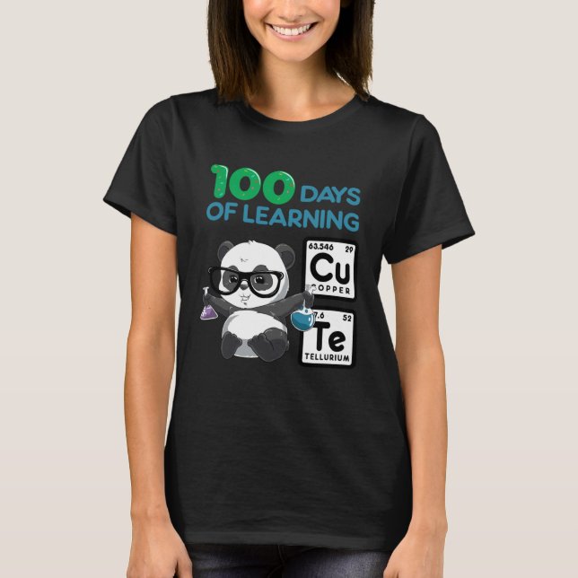 T-shirt Cute Panda Scientist 100 Shoulder Days (Devant)