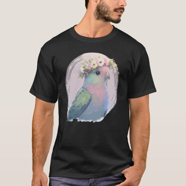 T-shirt Cute Parrotlet Parakeet Bird Flower Crown Pet Bird (Devant)
