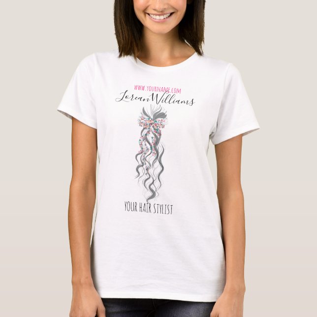 T-shirt Cute Pastel Bride Wavy Coiffeuse Salon de coiffure (Devant)