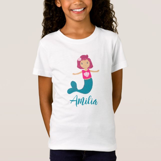 T-Shirt Cute Pastel Seashell Mermaid Princesse (Devant)