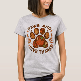 T-shirt cute Paws and Give Thanks Fall Dog Lover Shirt