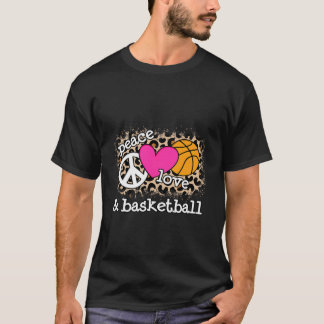 T-shirt Cute Peace Love Basketball Leopard Prince Women Me