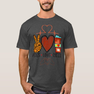 T-shirt Cute Peace Love Café Fun Novelty Premium