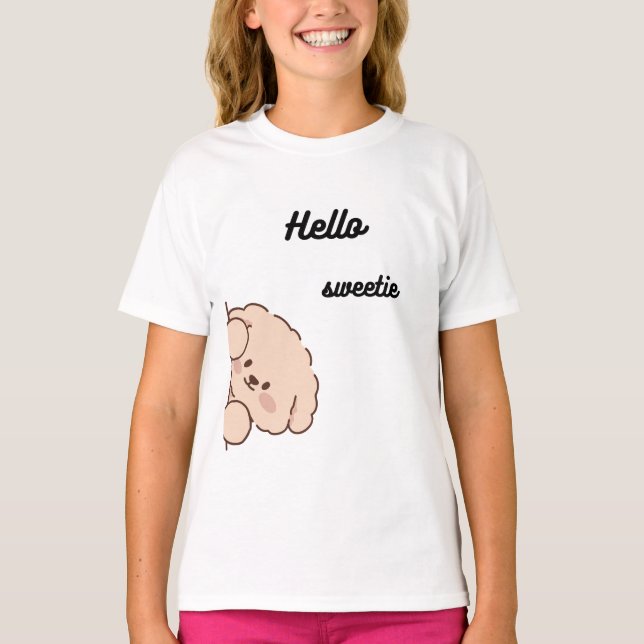 T-shirt Cute Peeking Bear – Adorable Kawaii Teddy Design  (Devant)