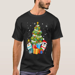 T-shirt Cute Penguins Santa Hat Reindeer Horloge Noël Tr
