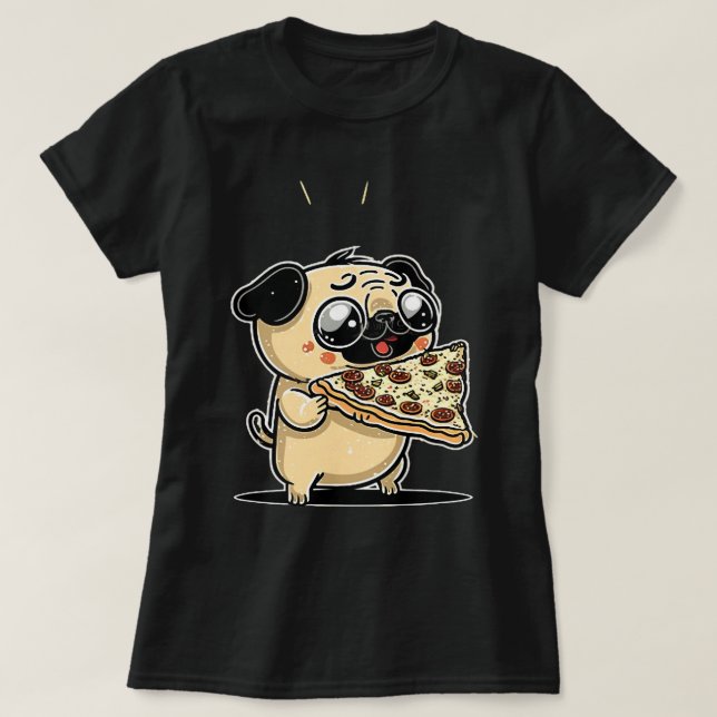 T-shirt Cute Pepperoni Pizza Carlin Calzone Chien Fast Foo (Design devant)