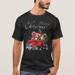 T-shirt Cute Père Noël Fox Terrier équitation Camion Rouge