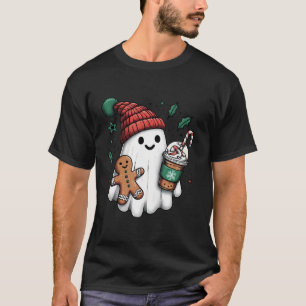 T-shirt Cute Père Noël Ghost Boire Café Ice Café Latte