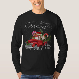 T-shirt Cute Père Noël Pomeranian équitation Camion Rouge