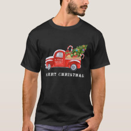 T-shirt Cute Père Noël Vintage Camion Rouge Joyeux Noël