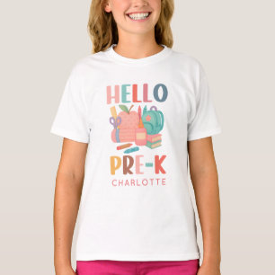T-shirt Cute Personnalisé Bonjour Pré K Retour à l'école E