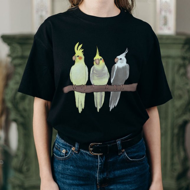 T-shirt Cute Pet Cockatiels Flock on Perch Bird Lover (Créateur téléchargé)