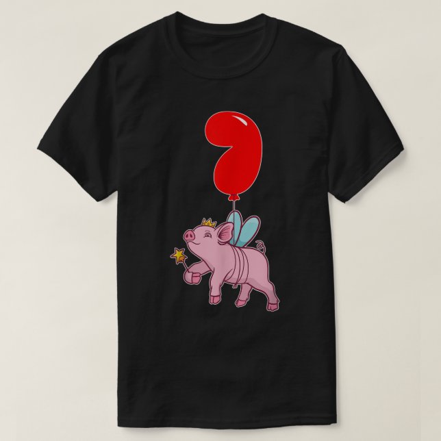T-shirt Cute Pig Fairy7th BirthdayKids Balloon Party (Design devant)