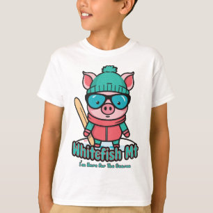 T-shirt Cute Pig Skiing Whitefish Mountain