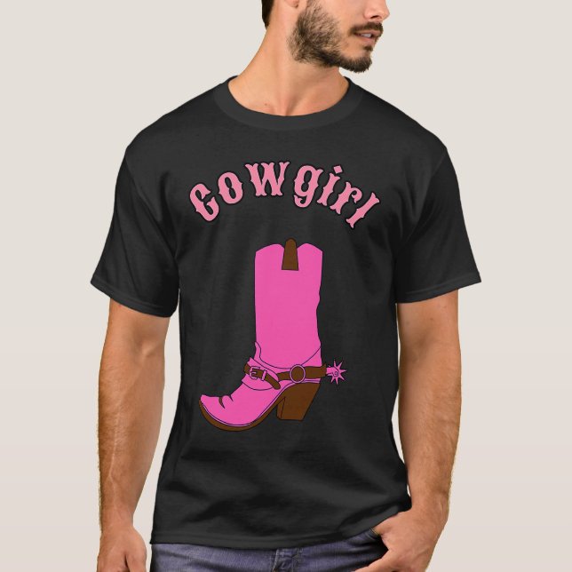 T-shirt Cute pink cowgirl boot (Devant)