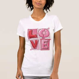 T-shirt Cute Pink LOVE Balloon Typography Valentine Art