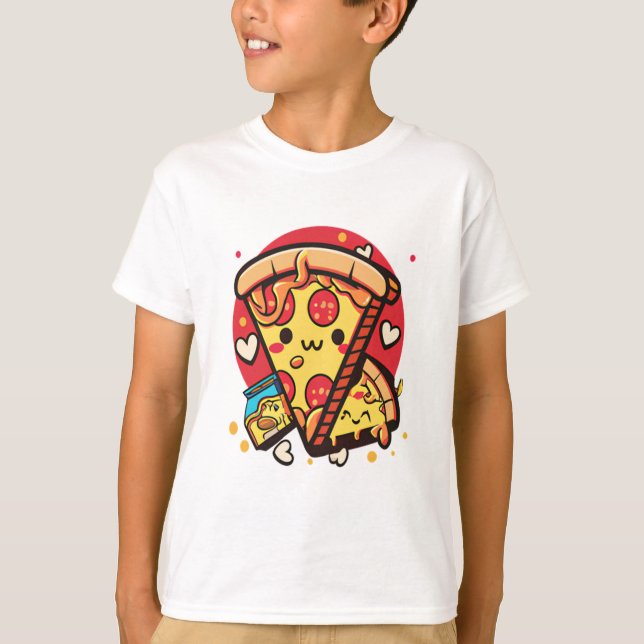 T-shirt Cute Pizza Kawaii (Devant)