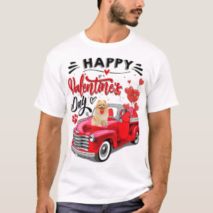 T-shirt Cute Pomeranian Chien Red Truck Joyeux Valentine's