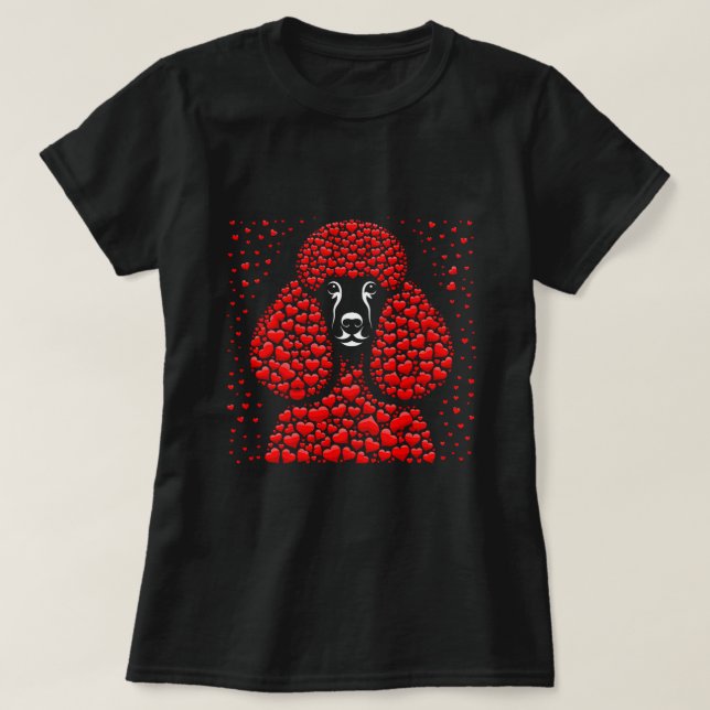 T-shirt Cute Poodle Coeur Enfants Hommes Femme Chien Valen (Design devant)