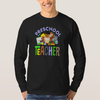 T-shirt Cute Preschool Teacher With Owl Animals Design