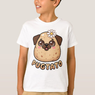 T-shirt Cute Pugtato Funny Pug Potato Pun Kawaii Kids T-Sh