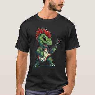 T-shirt Cute Punk Dinosaur Guitare Band Funny T Rex Dinosa